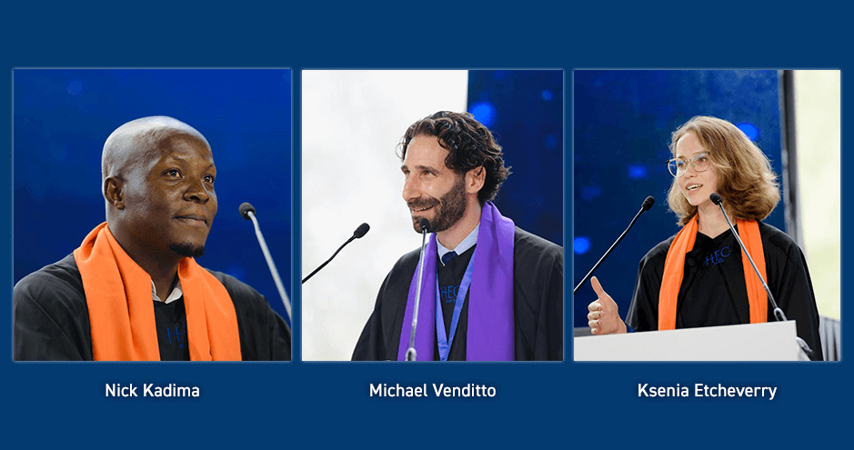 HEC Paris 2022 Commencement Ceremony - Student Speakers (Nick Kadima, Michael Venditto and Ksenia Etcheverry)