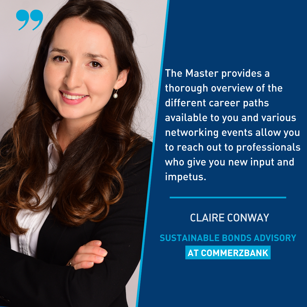 Testimonial by a graduate working for Commerzbank explaining the impact of the Master’s on her career.