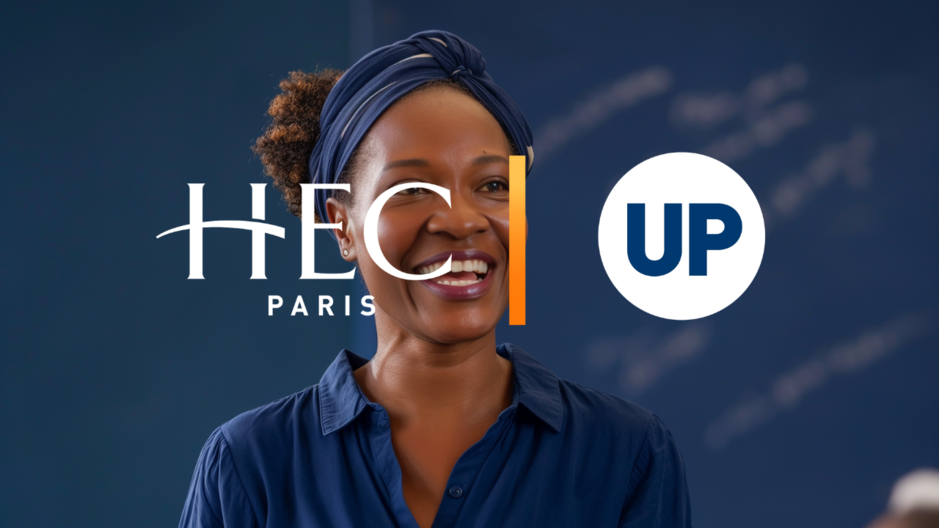 logo up avec femme en fond